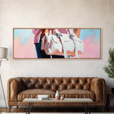Pink Handbag, Fashion Wall Art, Feminine Aesthetic, Chic Decor, Framed Canvas Print, Modern Bedroom Art, Minimalist Artwork