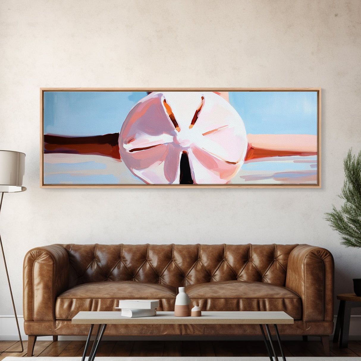 Sand Dollar Art, Coastal Wall Decor, Beach House Art, Nautical Print, Minimalist Ocean Painting, Pastel Seascape, Framed Canvas Print