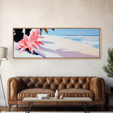 Tropical Beach, Palm Shadow, Minimalist Art, Coastal Wall Art, Summer Aesthetic, Framed Canvas Print, Living Room Art, Boho Beach Decor