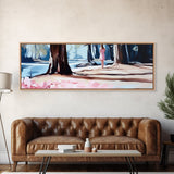 Forest Walk, Woman in Woods, Tranquil Landscape, Nature Escape, Romantic Art, Framed Canvas Print, Living Room Wall Art, Woodland Scene