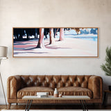Beach Trees, Sunset Glow, Seaside Landscape, Coastal Art, Pastel Aesthetic, Framed Canvas Print, Living Room Art, Serene Escape