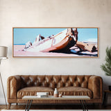 Shipwreck, Abandoned Boat, Nautical Art, Framed Canvas Print, Coastal Wall Art, Rustic Decor, Minimalist Print, Living Room Art