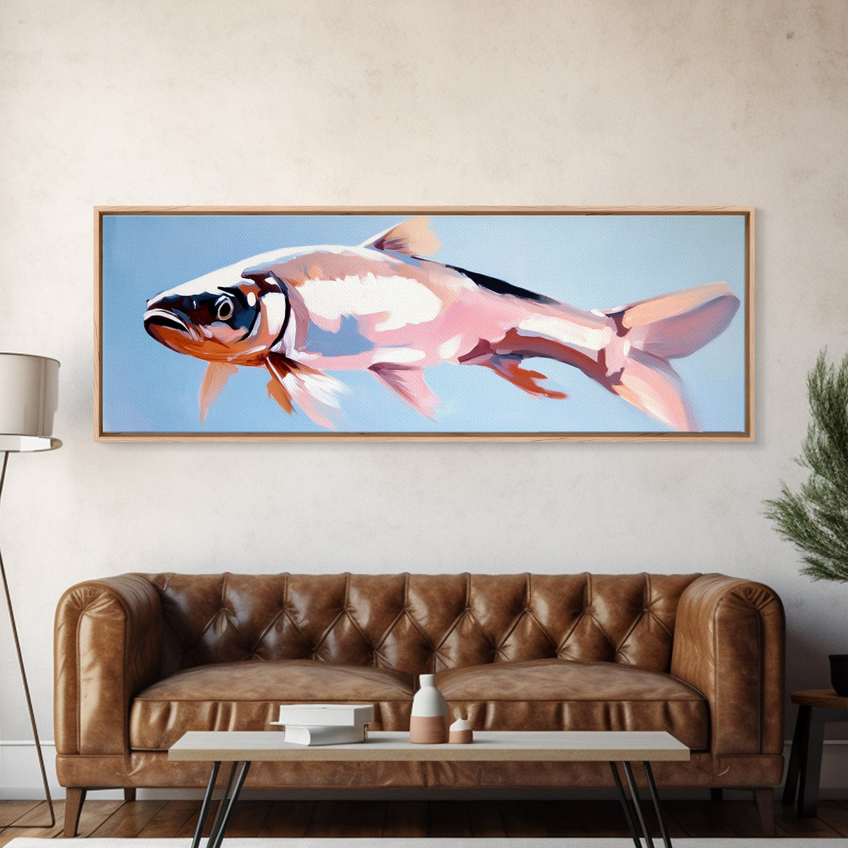Fish, Ocean Wildlife, Coastal Art, Framed Canvas Print, Nautical Wall Art, Minimalist Decor, Beach House Art, Dining Room Art