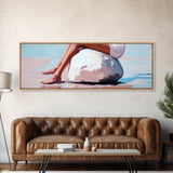 Beach Serenity, Woman Relaxing, Coastal Aesthetic, Framed Canvas Print, Minimalist Art, Boho Decor, Bedroom Wall Art, Summer Art