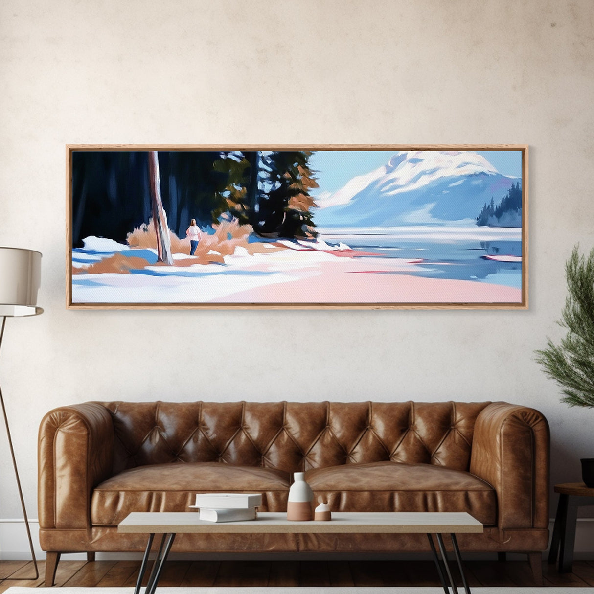 Forest Walk, Snowy Trail, Nature Scene, Canvas Print, Minimalist Landscape, Mountain Adventure, Winter Wall Art, Living Room Decor