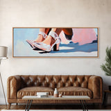 Heels, Fashion Art, Elegant Winter, Canvas Print, Feminine Aesthetic, Stylish Wall Art, Pastel Decor, Modern Bedroom Art