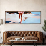 Romantic Reflection, Sand and Sea, Dreamy Pastels, Framed Canvas Print, Coastal Art, Beach House Decor, Serene Aesthetic Painting