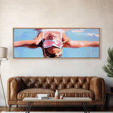 Floating Relaxation, Summer Bliss, Poolside Calm, Leisure Vibes, Framed Canvas Print, Boho Wall Art, Modern Bedroom Decor, Gift Idea