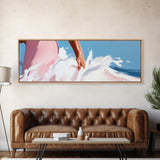 Surfer Wave Art, Coastal Water Print, Abstract Beach Painting, Modern Ocean Aesthetic, Large Canvas Print, Living Room Wall Decor