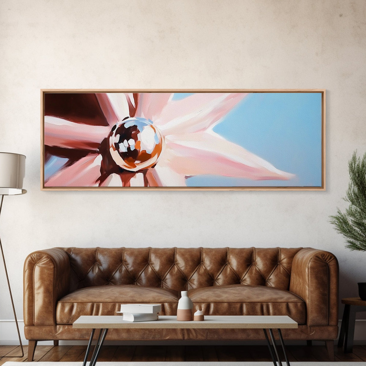 Floral Reflection Art, Modern Flower Print, Soft Pastel Wall Decor, Minimalist Bloom Painting, Large Canvas Print, Feminine Room Decor