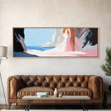 Ocean Cave, Dreamy Seascape, Coastal Beauty, Framed Canvas Print, Living Room Art, Boho Beach Decor, Minimalist Modern Landscape