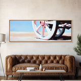 Rustic Wheel, Country Road, Soft Pastel Landscape, Farmhouse Decor, Western Wall Art, Framed Canvas Print, Living Room Aesthetic