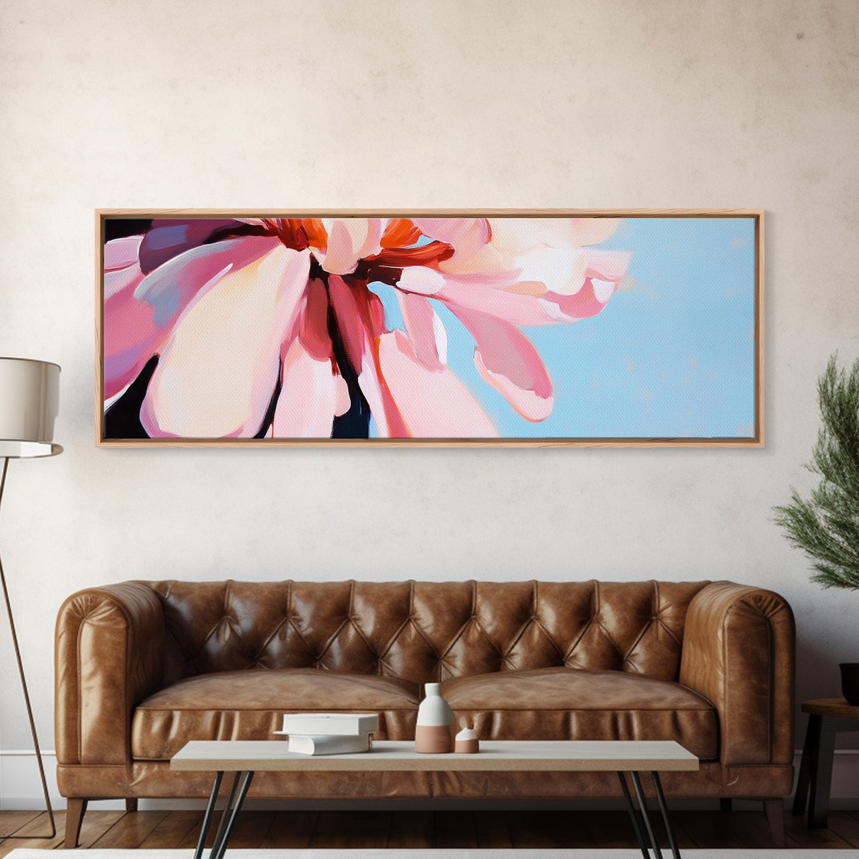 Pink Blossom, Floral Wall Art, Spring Bloom, Bedroom Decor, Pastel Aesthetic, Botanical Print, Framed Canvas Print, Modern Home Decor