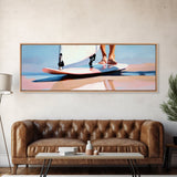 Surfboard Reflections, Beach Vibes, Modern Coastal Art, Surfing Aesthetic, Boho Home Decor, Framed Canvas Print, Watercolor Inspired