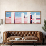 White Fence, Pastel Horizon, Modern Country Art, Minimalist Home Decor, Canvas Print, Farmhouse Wall Art, Soft Neutral Tones, Elegant Art