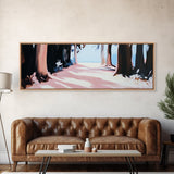 Forest Path, Sunlit Trees, Woodland Scene, Nature Inspired Decor, Canvas Print, Rustic Wall Art, Living Room Art, Tranquil Landscape