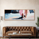 Seaside Elegance, Soft Beach Vibes, Ocean Walk Art, Framed Canvas Print, Feminine Coastal Decor, Seascape Painting, Summer Aesthetic