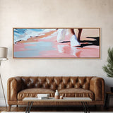 Beach Walk, Coastal Serenity, Minimalist Seaside Decor, Framed Canvas Print, Ocean Aesthetic, Relaxing Artwork, Living Room Wall Art