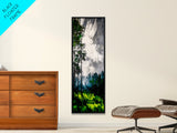 Misty Forest, Green Meadow, Sun Rays, Canvas Print, Nature Wall Art, Modern Landscape, Serene Decor, Living Room Art, Tranquil Home Decor