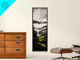 Misty Peaks, Mountain View, Landscape Art, Wilderness Wall Art, Framed Canvas Print, Cabin Decor, Outdoor Enthusiast Gift, Nature Scene