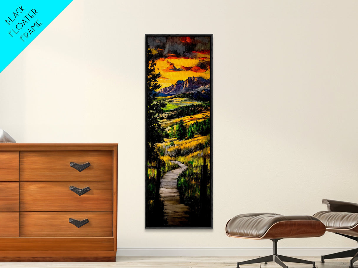 Sunset Path, Vibrant Landscape, Canvas Print, Sunset Art, Autumn Wall Decor, Nature Lover Gift, Rustic Home Art, Living Room Wall Art
