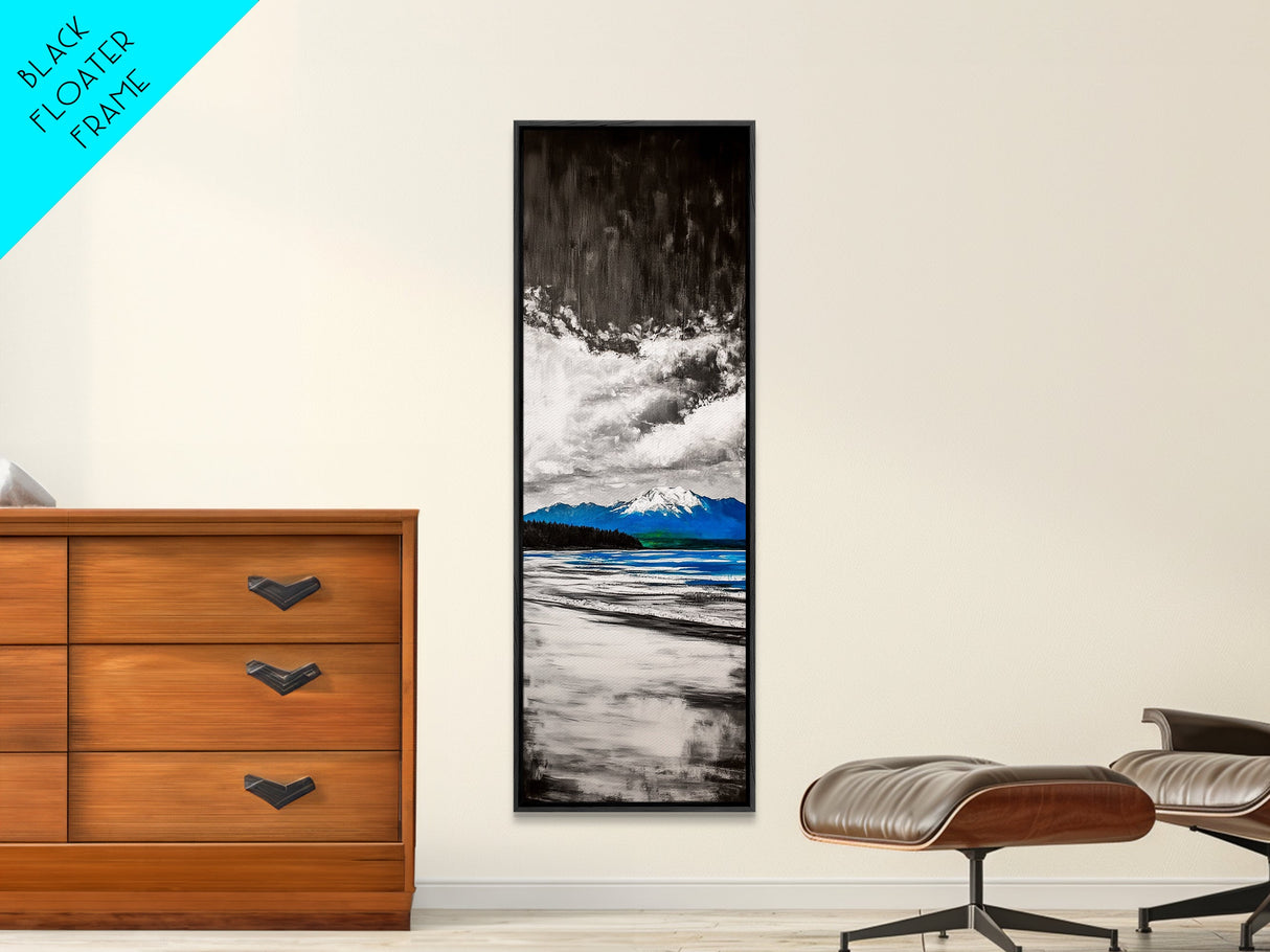 Mountain Lake, Blue Water, Canvas Print, Winter Landscape, Coastal Wall Decor, Rustic Home Art, Minimalist Nature Art, Office Wall Art