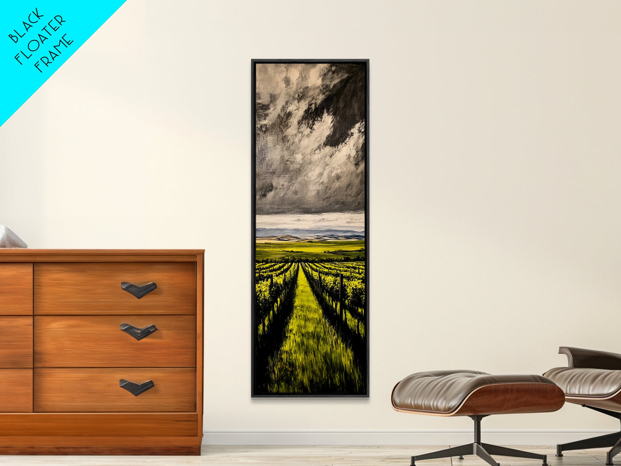 Vineyard Path, Wine Country, Rustic Landscape, Wall Decor, Living Room Art, Framed Canvas Print, Countryside, Nature Artwork