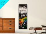 Vibrant Landscape, Mountain View, Wildflower Meadow, Framed Canvas Print, Nature Art, Cabin Decor, Rustic Wall Art, Living Room Wall Art