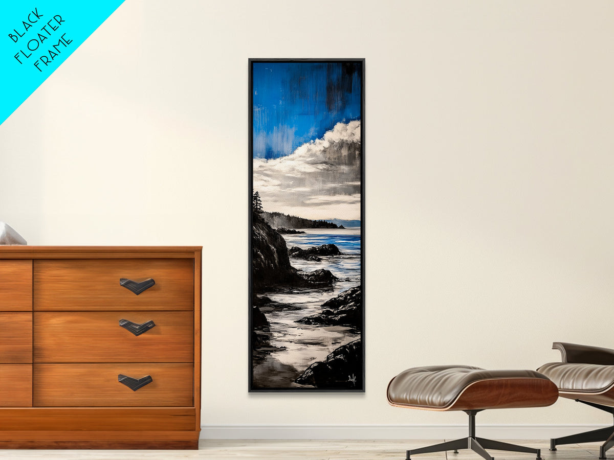 Sunset Horizon, Rocky Beach, Ocean Scene, Canvas Print, Contemporary Wall Art, Beach House Decor, Serene Nature Art