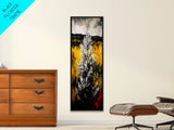 Snowy Tree Landscape, Winter Forest Wall Art, Rustic Nature Painting, Fall Home Decor, Cabin Living Room Artwork, Framed Canvas Print