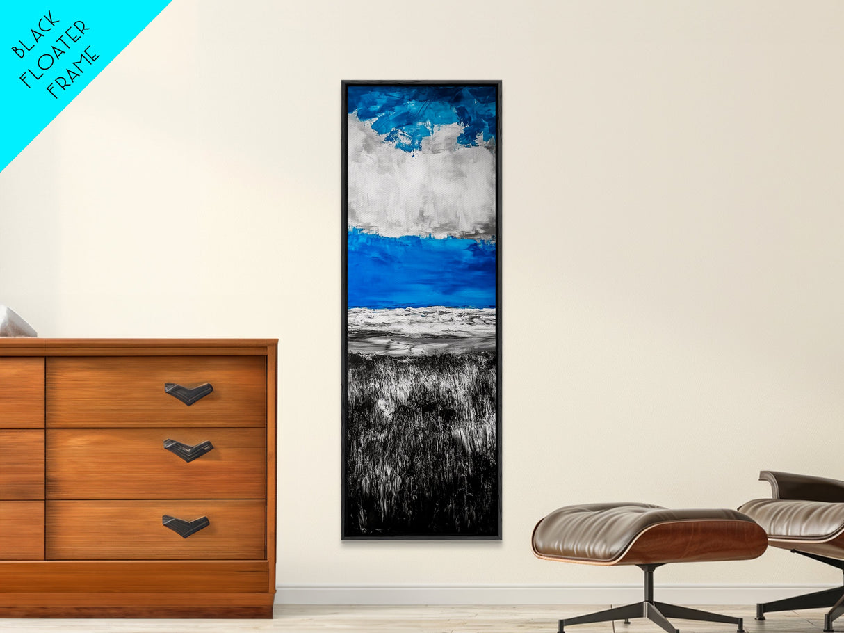 Ocean Horizon, Blue and White Seascape Painting, Coastal Wall Art, Modern Minimalist Decor, Living Room or Office Art, Canvas Print