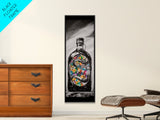 Snake in Bottle, Surreal, Dark Art, Framed Canvas Print, Gothic Home Decor, Unique Gift, Mysterious Artwork, Living Room Wall Art