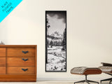 Winter Landscape, Snowy Mountains, Canvas Print, Black and White Photography, Rustic Home Decor, Cozy Cabin Wall Art, Nature Photography