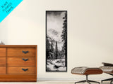 Snowfall Forest, Framed Canvas Print, Winter Scene, Nature Lover Gift, Minimalist Home Decor, Monochrome Art, Living Room Artwork