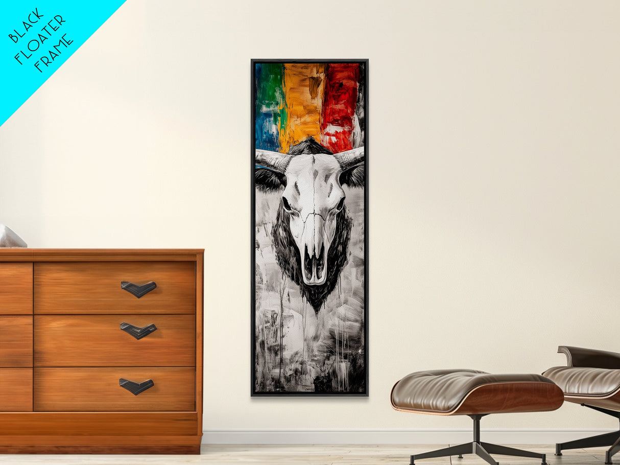 Skull, Western, Rustic, Canvas Print, Cowboy Wall Art, Southwestern Decor, Bold Statement Art, Boho Farmhouse, Eclectic Home Decor