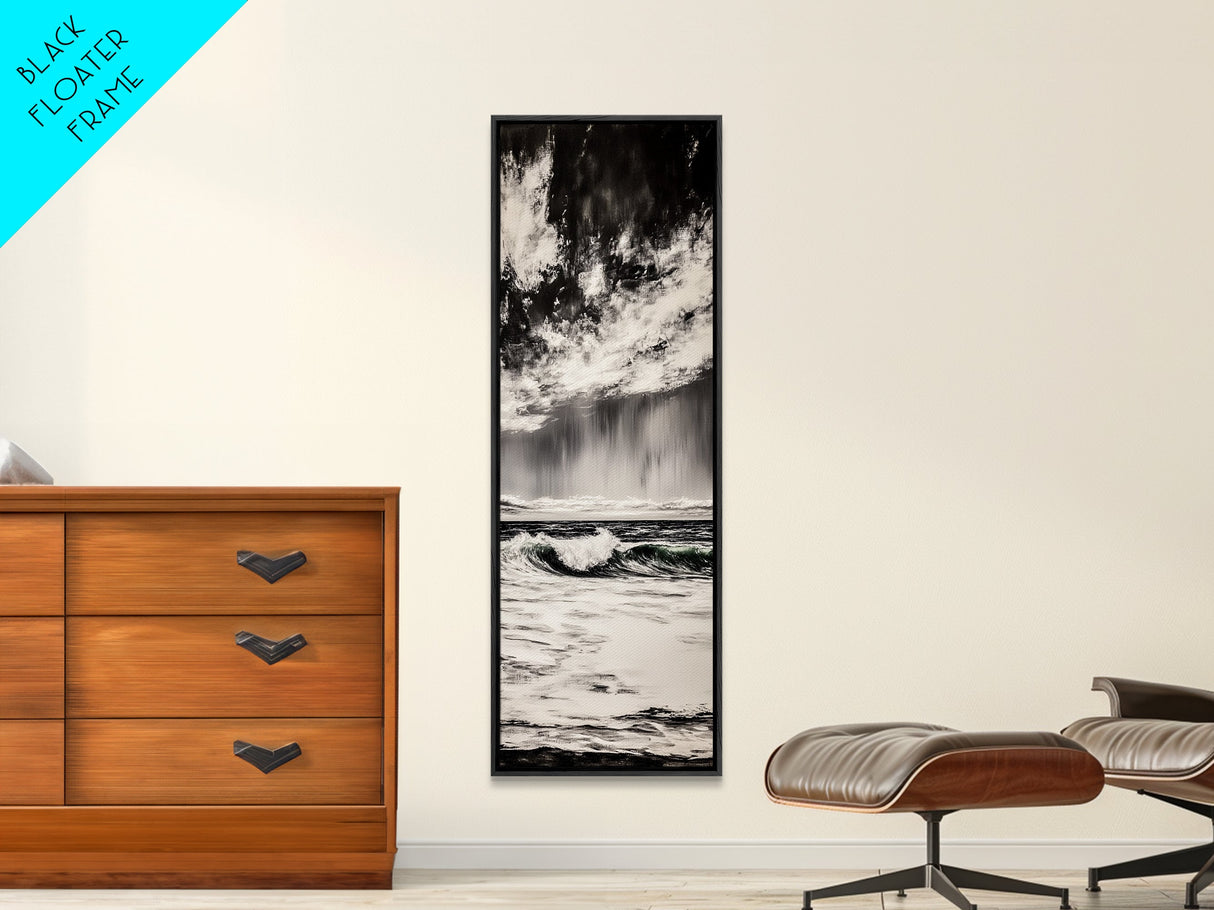 Ocean, Waves, Storm, Canvas Print, Coastal Wall Art, Beach House Decor, Dramatic Seascape, Minimalist Monochrome, Nautical Theme Artwork
