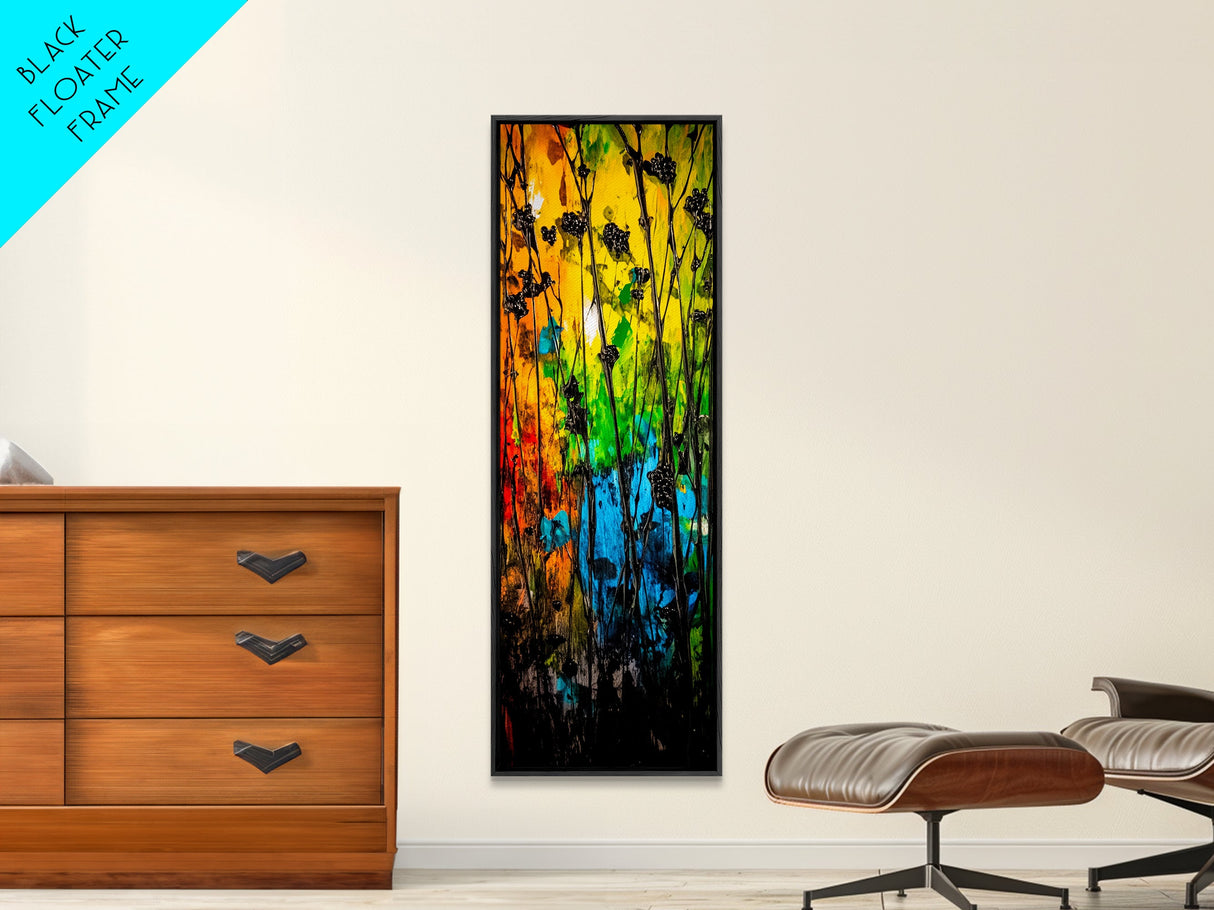 Vibrant Flowers, Colorful Abstract Art, Nature Painting, Expressive Home Decor, Framed Canvas Print, Living Room Wall Art, Bold Design