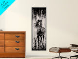Running Horse, Black and White Art, Western Wall Art, Rustic Home Decor, Equestrian Canvas Print, Large Wall Art, Office Decor