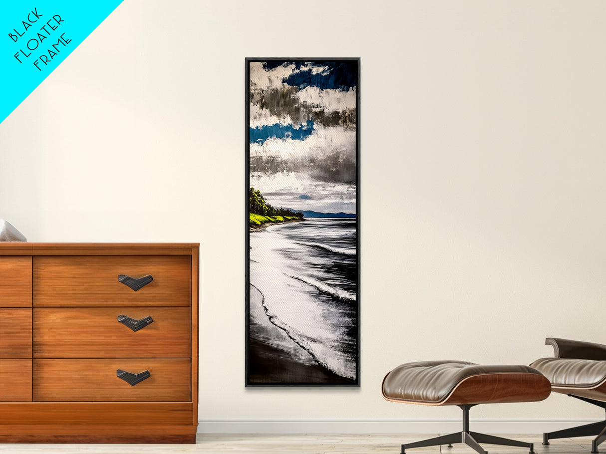 Coastal Shoreline, Blue and Green Art, Beach Wall Art, Ocean Canvas Print, Nautical Home Decor, Large Wall Art, Modern Living Room Art