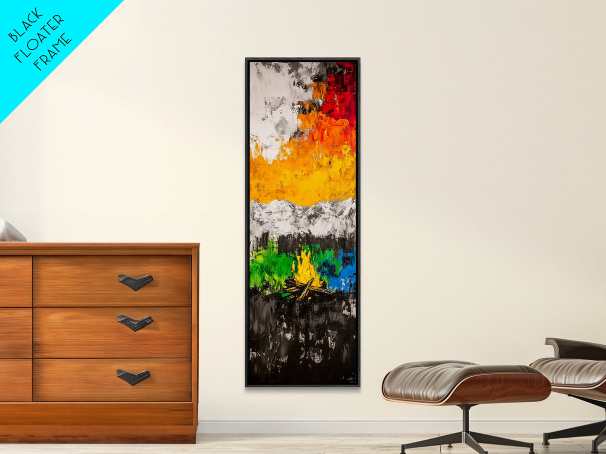 Campfire Glow, Fall Art, Rustic Nature Painting, Canvas Print, Cozy Cabin Decor, Fireplace Artwork, Warm Autumn Wall Art, Adventure Vibes