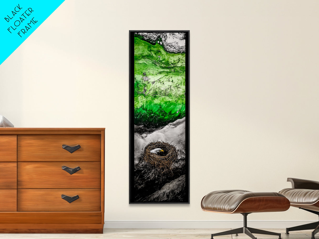 Eagle Nest, Wildlife Art, Majestic Bird, Framed Canvas Print, Nature Inspired, Rustic Cabin Art, Animal Lover Gift, Mountain Wall Art