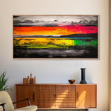 Sunset Reflections, Colorful Abstract, Ocean View, Framed Canvas Print, Vibrant Landscape Art, Large Wall Art, Modern Decor, Bedroom Art