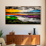 Vibrant Abstract, Modern Painting, Colorful Landscape, Framed Canvas Print, Living Room Wall Art, Bold Statement Piece, Home Decor