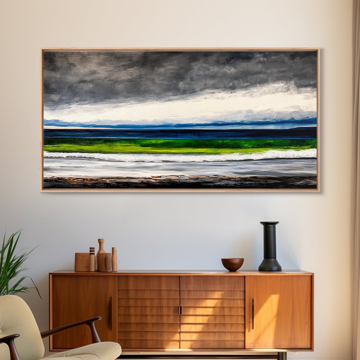 Ocean Wave, Green Waters, Seascape, Canvas Print, Coastal Wall Art, Nautical Decor, Beach House Art, Large Ocean Painting
