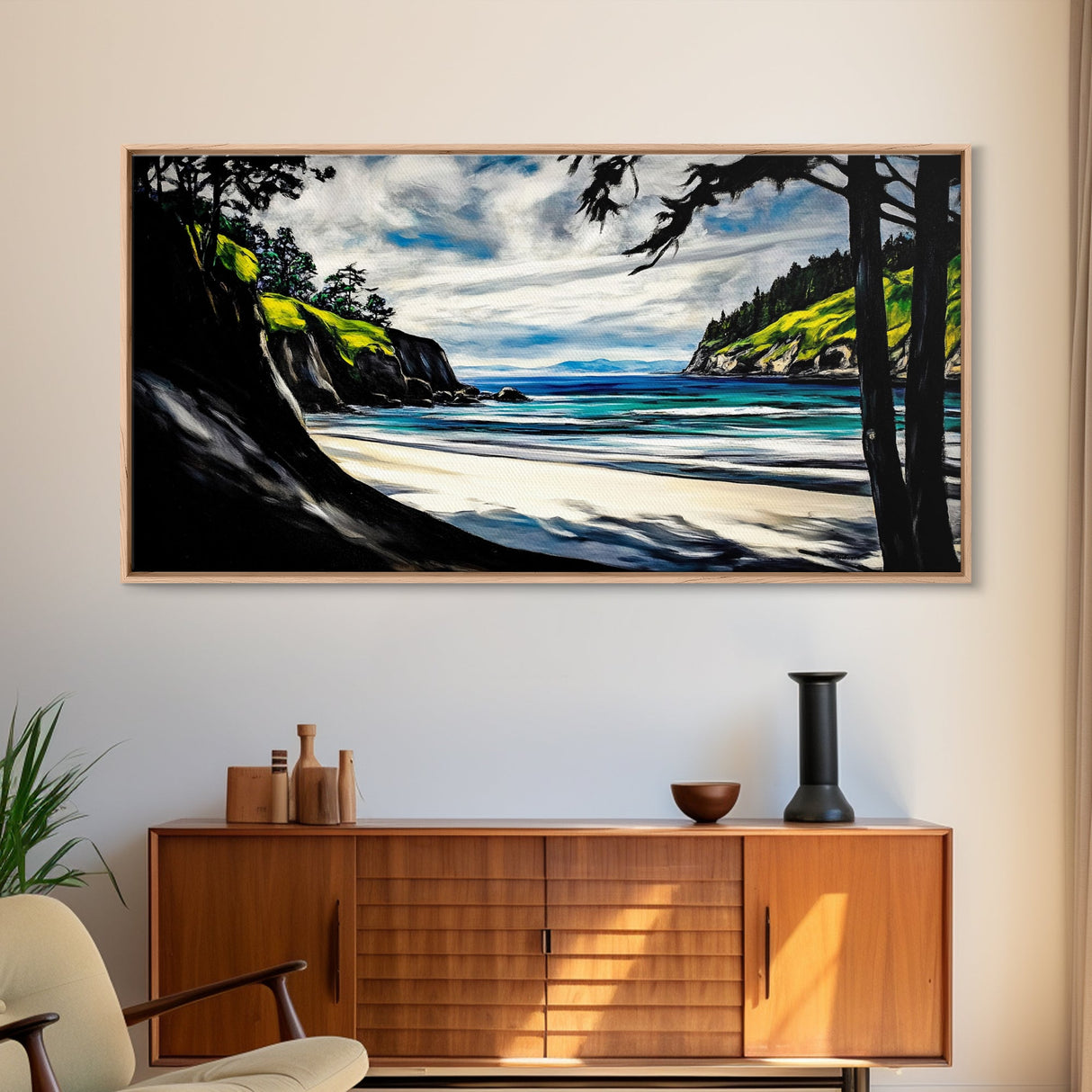 Coastal View, Ocean Cliffs, Nature Scene, Canvas Print, Beach Wall Art, Relaxing Home Decor, Nautical Theme, Large Seascape Painting