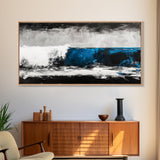 Ocean Wave, Blue, Modern, Canvas Print, Abstract Coastal Wall Art, Surfing Theme Artwork, Contemporary Beach Decor, Large Wall Art