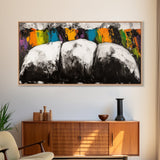 Abstract Mountains, Bold Color Landscape, Modern Art, Vibrant Nature Scene, Expressionist Painting, Living Room Decor, Framed Canvas Print