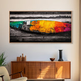 Abstract Canoe, Vibrant Boat Painting, Coastal Art, Modern Boho Decor, Colorful Wall Art, Framed Canvas Print, Dining Room Accent