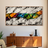 Abstract Wave, Dynamic Ocean Art, Surf Inspired Painting, Black and White Modern Art, Colorful Coastal Decor, Canvas Print, Hallway Art