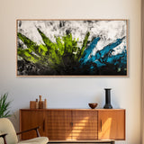 Abstract Brushstrokes, Green Blue, Modern Wall Art, Textured Painting, Large Canvas Print, Office Decor, Boho Aesthetic, Minimalist Art
